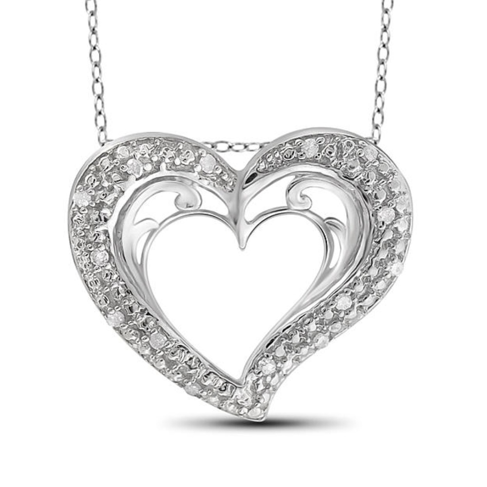 1/10 Cttw Diamond Heart Pendant Sterling Silver